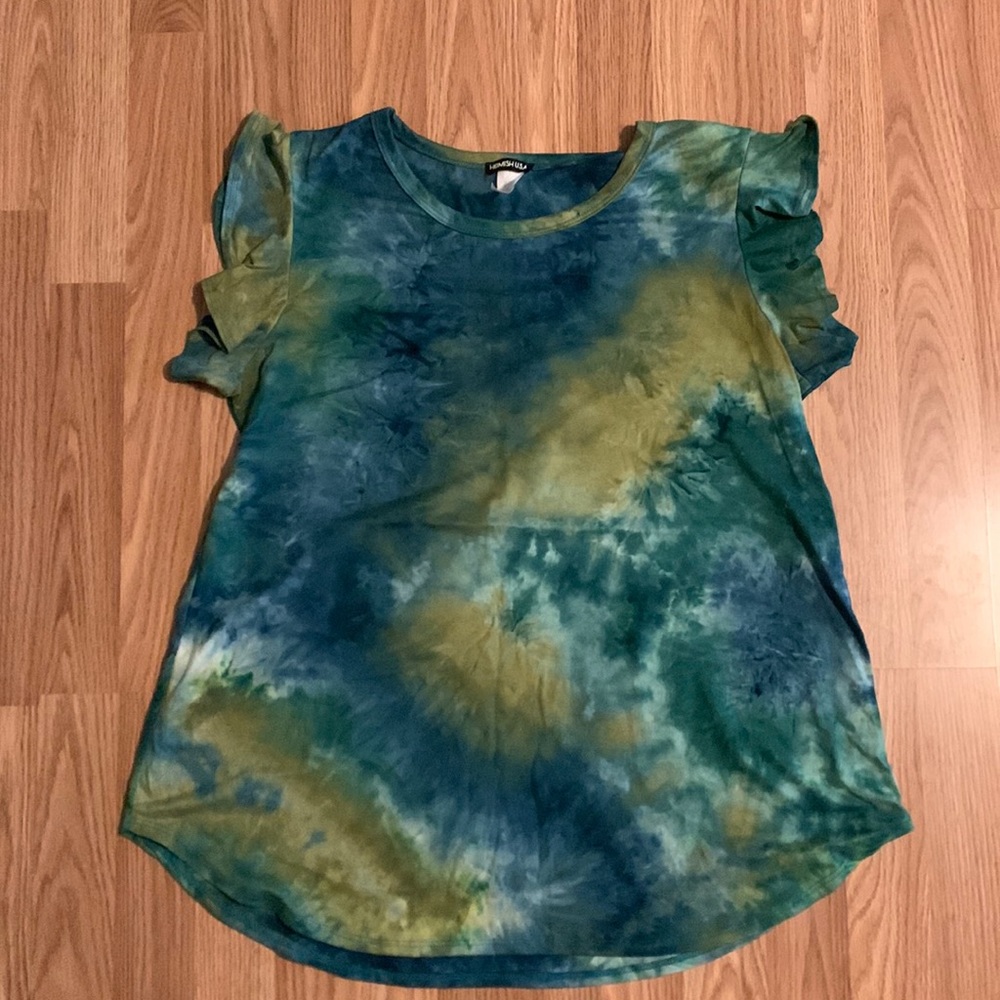 Blue green tie dye blouse size XL